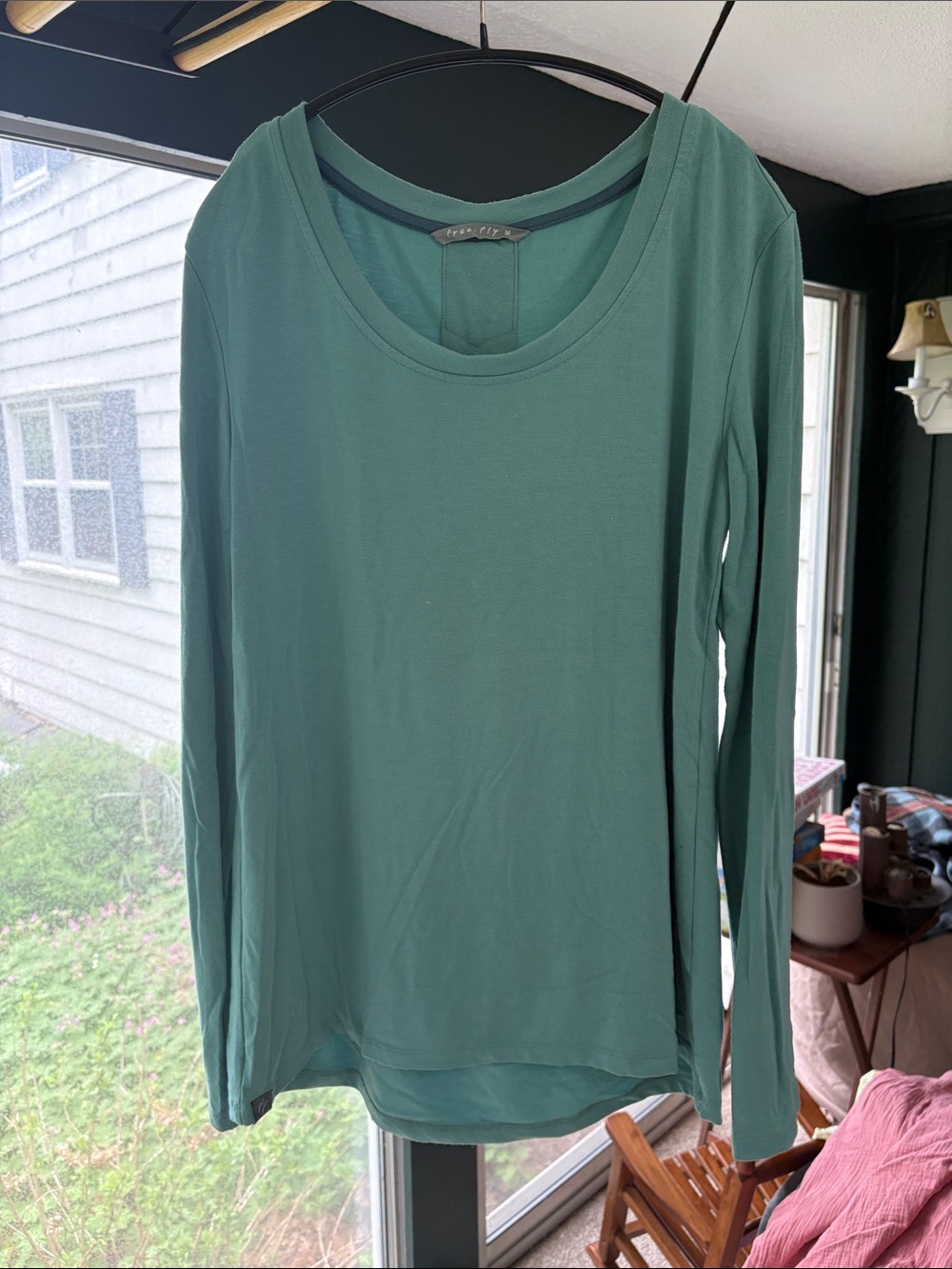 Free People Scoop Neck Long Sleeve Top - Teal Green